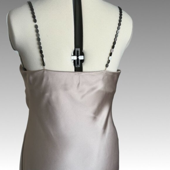 ZARA Beaded Strap Satin Effect Slip Dress Champagne Formal Glam Prom Party L - Picture 6 of 11